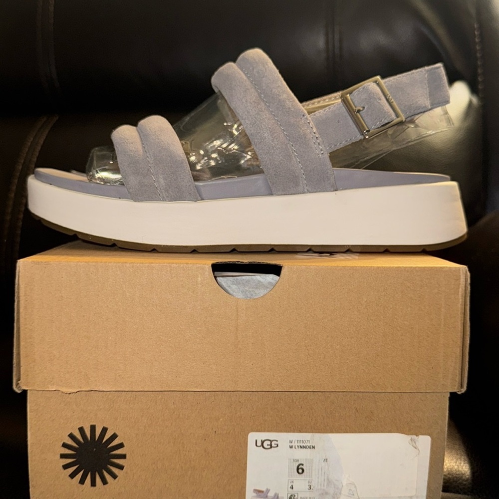 UGG Women's Lynnden Sandal size 6 color gray new in the box